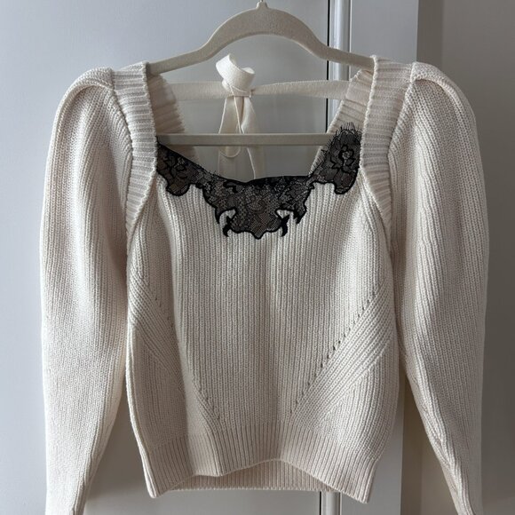 Self-Portrait Lace-Insert Sweater M NWOT - Picture 4 of 5